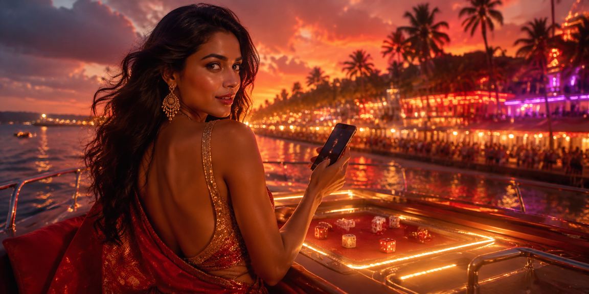 Player enjoying responsibly gaming on Goa beach with dice game